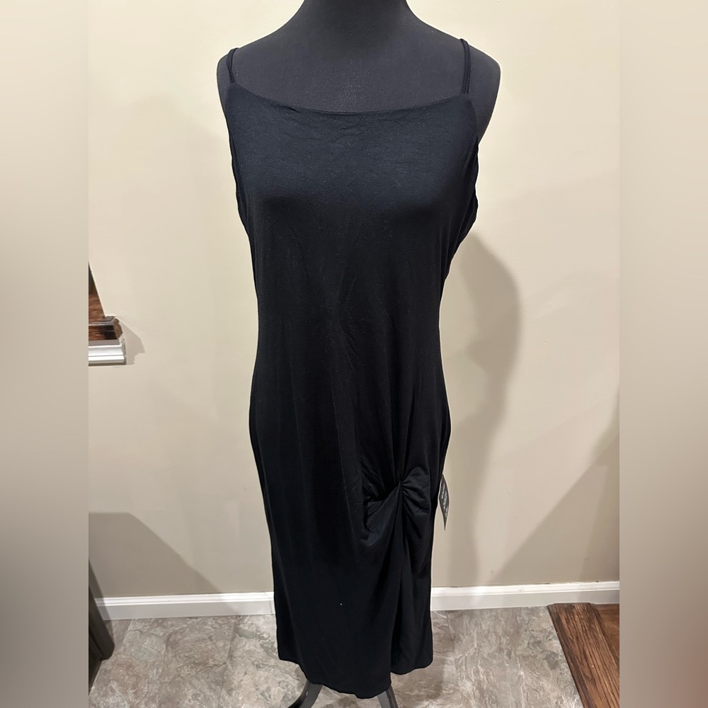 Lulu's Black Ruched Slip Midi Dress